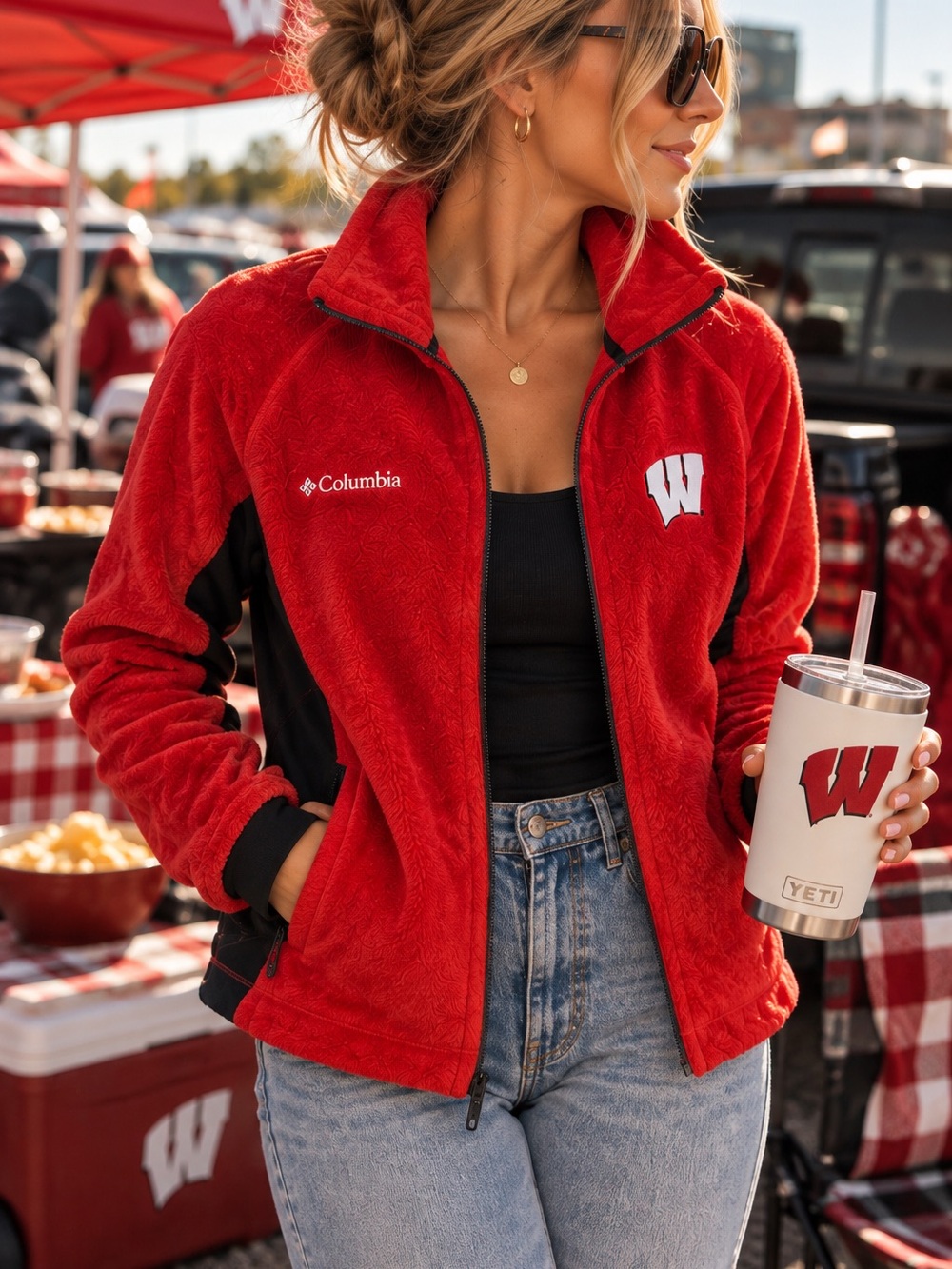 Columbia Wisconsin Badgers Plush Fleece Jacket M